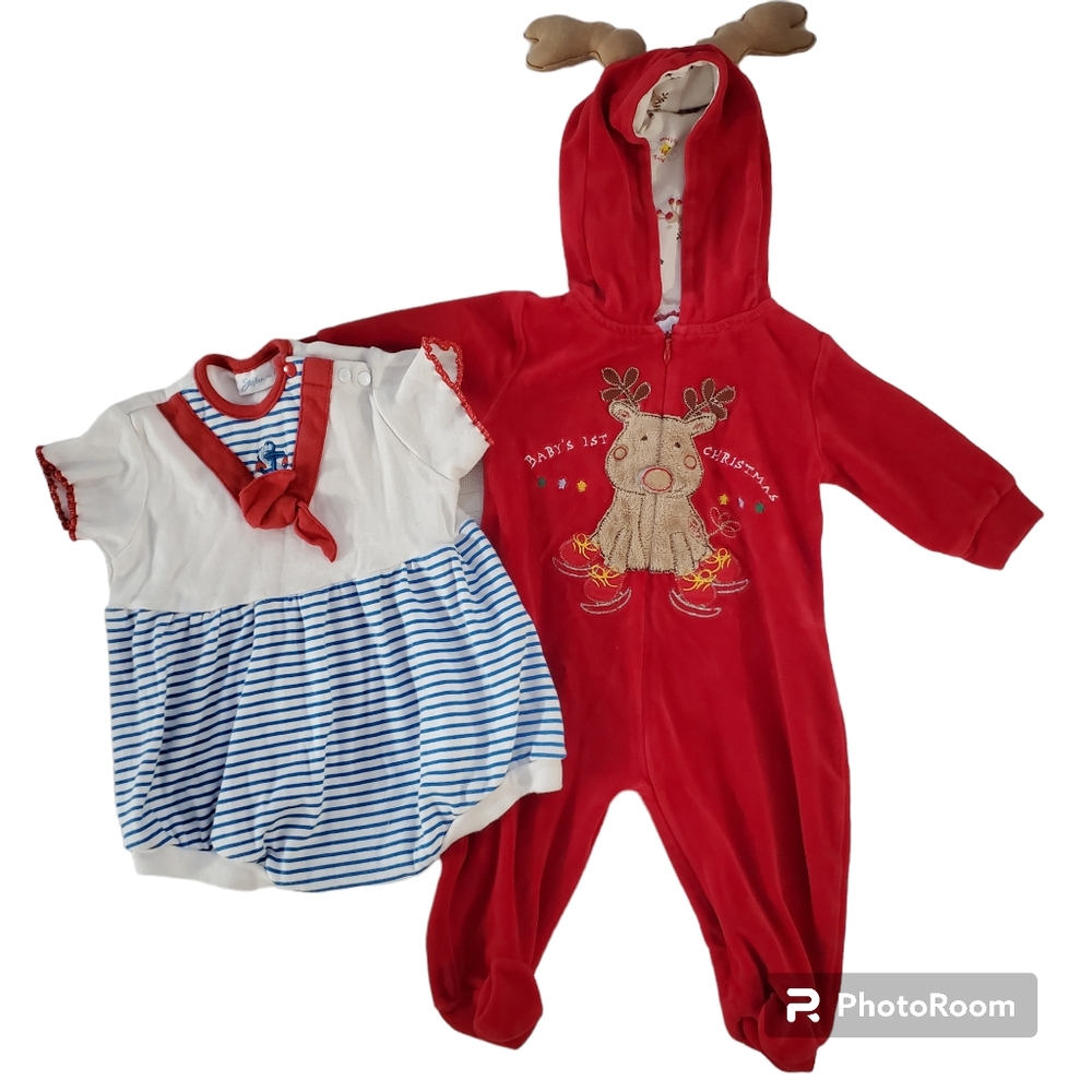 Vintage Stephen Cotton Sailor Bubble Onesie/ Miniwear Classic Reindeer Hooded